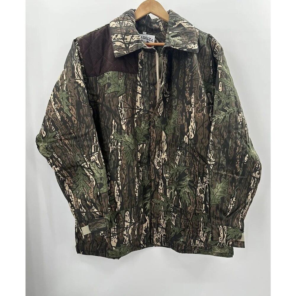 Vintage Camo Brassada Button Zip Jacket Quilted Chore Hunting Outdoors Size XL